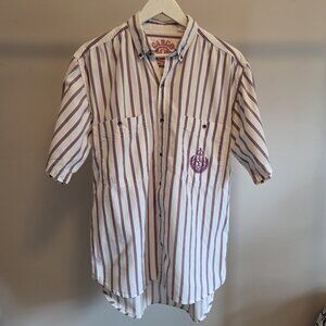 Vintage Cargo Clothing Concept Striped Men's Short Sleeve Button Up Shirt